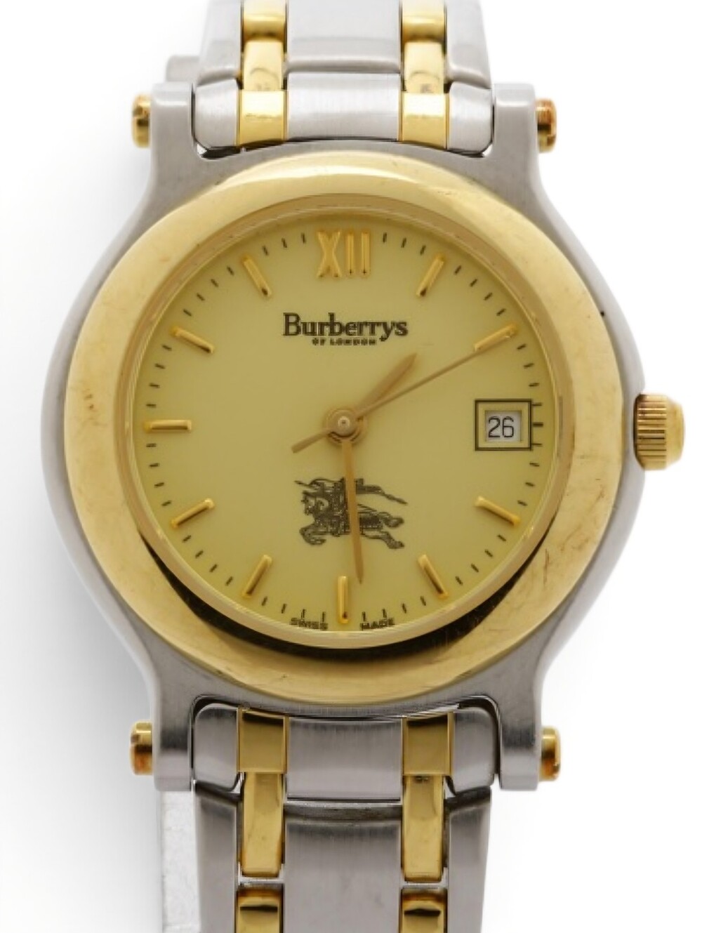Burberrys Vintage Two-Tone Gold & Silver Bracelet Watch Womens